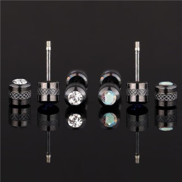 4 Pack Titanium Screw Back Earrings Sleep Stud Hypoallergenic for Sensitive Ears - Picture 3 of 7